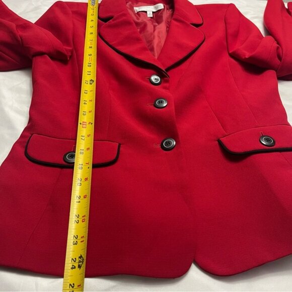 Jones New York Contrast Trim Blazer Jacket Red Black 10 - Picture 7 of 8